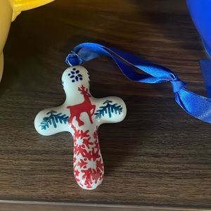 Polish pottery cross ornament